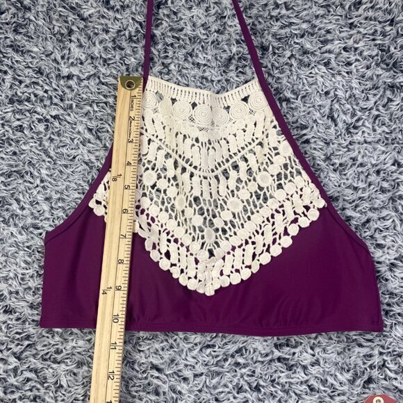 ARIZONA Halter Swim Bikini‎ Top Womens SZ M Crochet Coquette Fairy Ethereal NEW - Picture 5 of 8